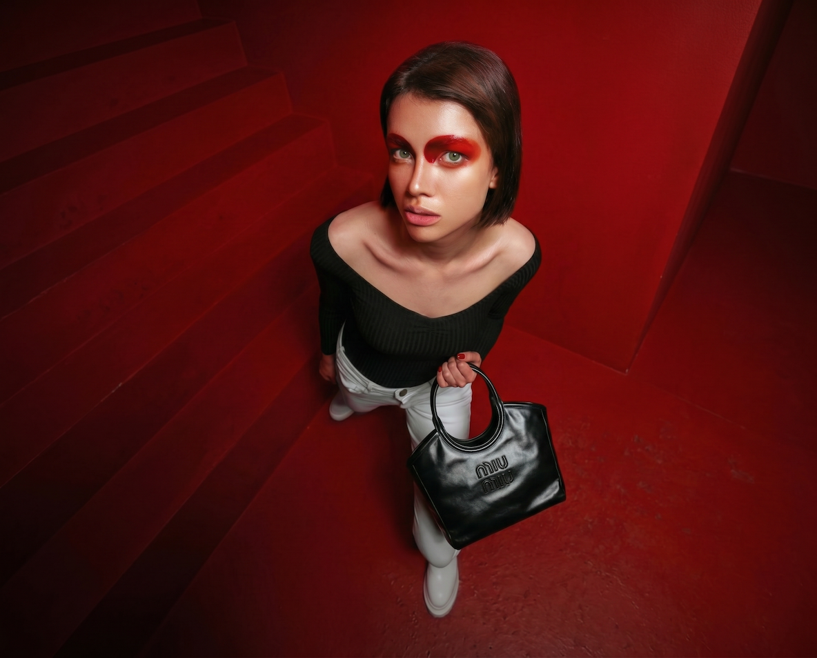 Editorial still life with leather bag
